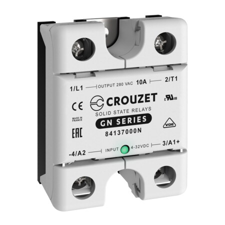 CROUZET SSR 1 Phase, Panel Mount, 10A, IN 4-32 VDC, OUT 280 VAC, Zero Cross 84137000N